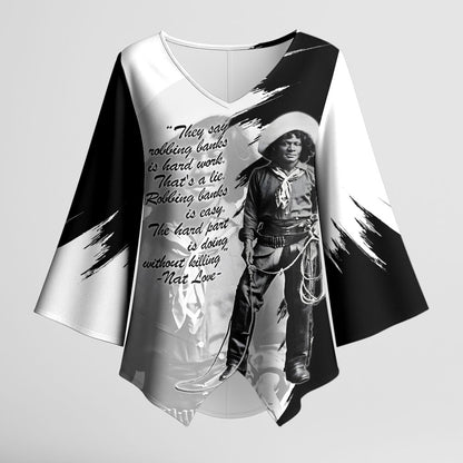 Nat Love Kimono Sleeve Blouse Deadwood Dick Legendary Black Cowboy - Famous Outlaw Quote
