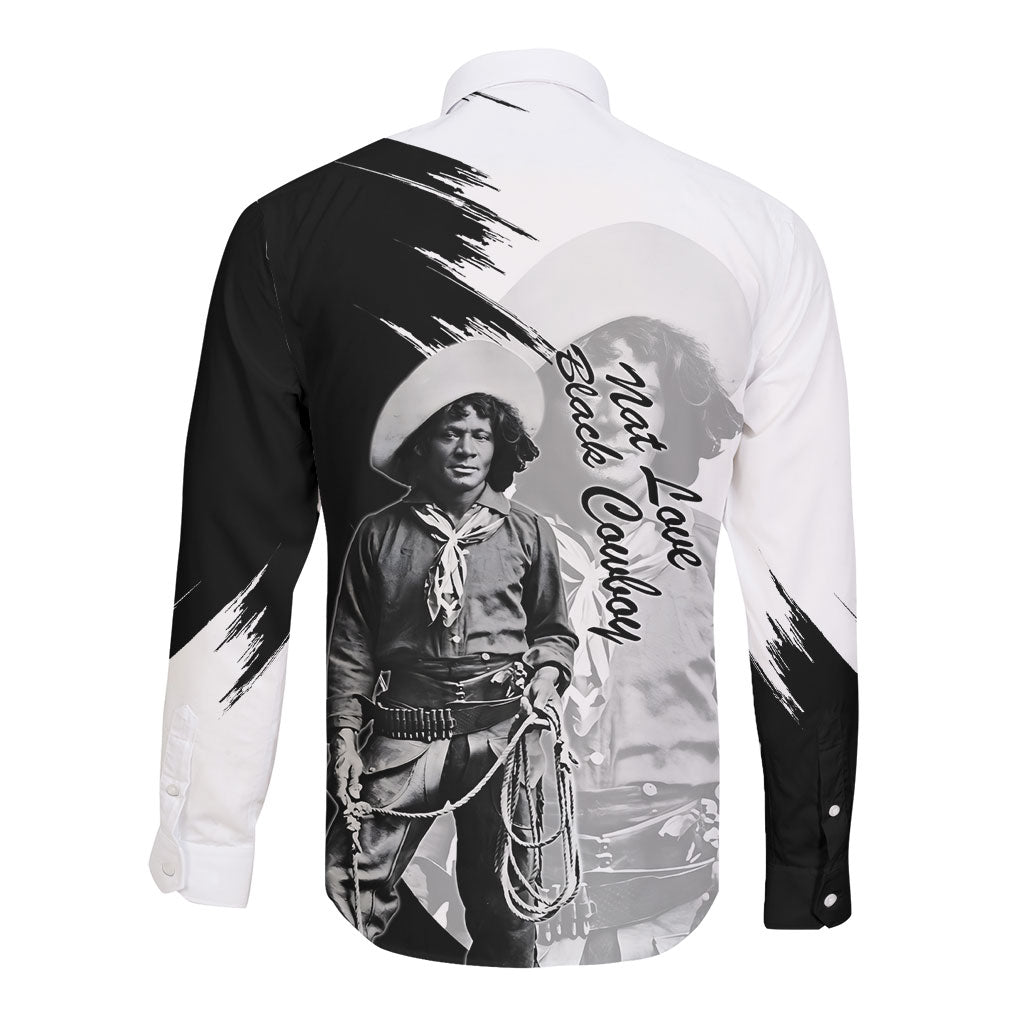 Nat Love Long Sleeve Button Shirt Deadwood Dick Legendary Black Cowboy - Famous Outlaw Quote
