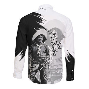 Nat Love Long Sleeve Button Shirt Deadwood Dick Legendary Black Cowboy - Famous Outlaw Quote