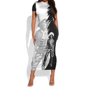 Nat Love Short Sleeve Bodycon Dress Deadwood Dick Legendary Black Cowboy - Famous Outlaw Quote