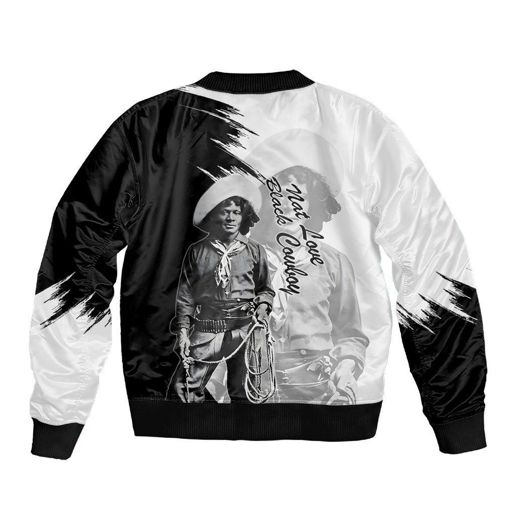 Nat Love Sleeve Zip Bomber Jacket Deadwood Dick Legendary Black Cowboy - Famous Outlaw Quote