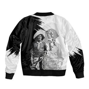 Nat Love Sleeve Zip Bomber Jacket Deadwood Dick Legendary Black Cowboy - Famous Outlaw Quote