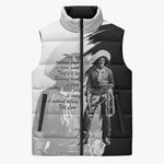 Nat Love Sleeveless Puffer Jacket Deadwood Dick Legendary Black Cowboy - Famous Outlaw Quote