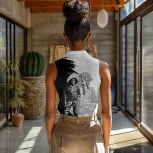 Nat Love Women Sleeveless Polo Shirt Deadwood Dick Legendary Black Cowboy - Famous Outlaw Quote