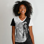 Nat Love Women V-Neck T-Shirt Deadwood Dick Legendary Black Cowboy - Famous Outlaw Quote