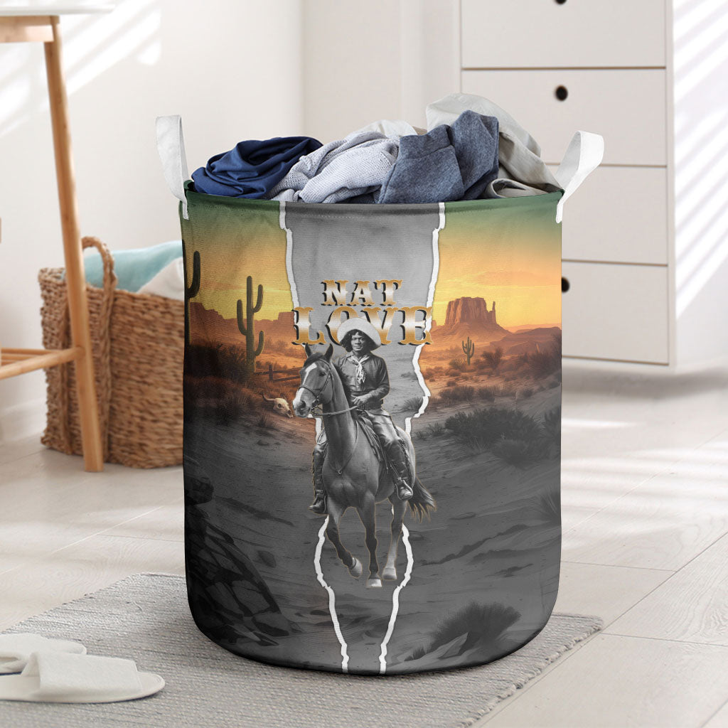 Nat Love Deadwood Dick Legendary Black Cowboy Laundry Basket Western Frontier Style With Native Southwest Pattern