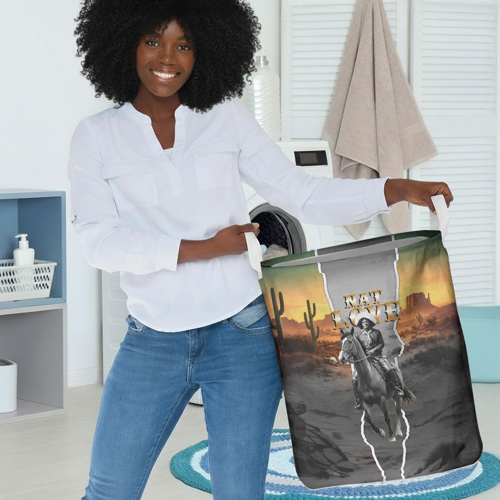 Nat Love Deadwood Dick Legendary Black Cowboy Laundry Basket Western Frontier Style With Native Southwest Pattern
