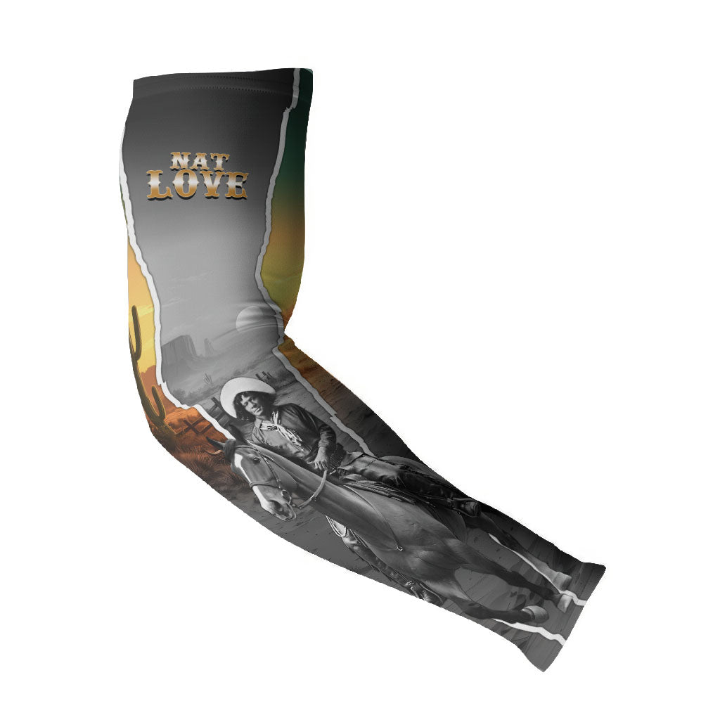 Nat Love Deadwood Dick Legendary Black Cowboy Arm Sleeves Western Frontier Style With Native Southwest Pattern