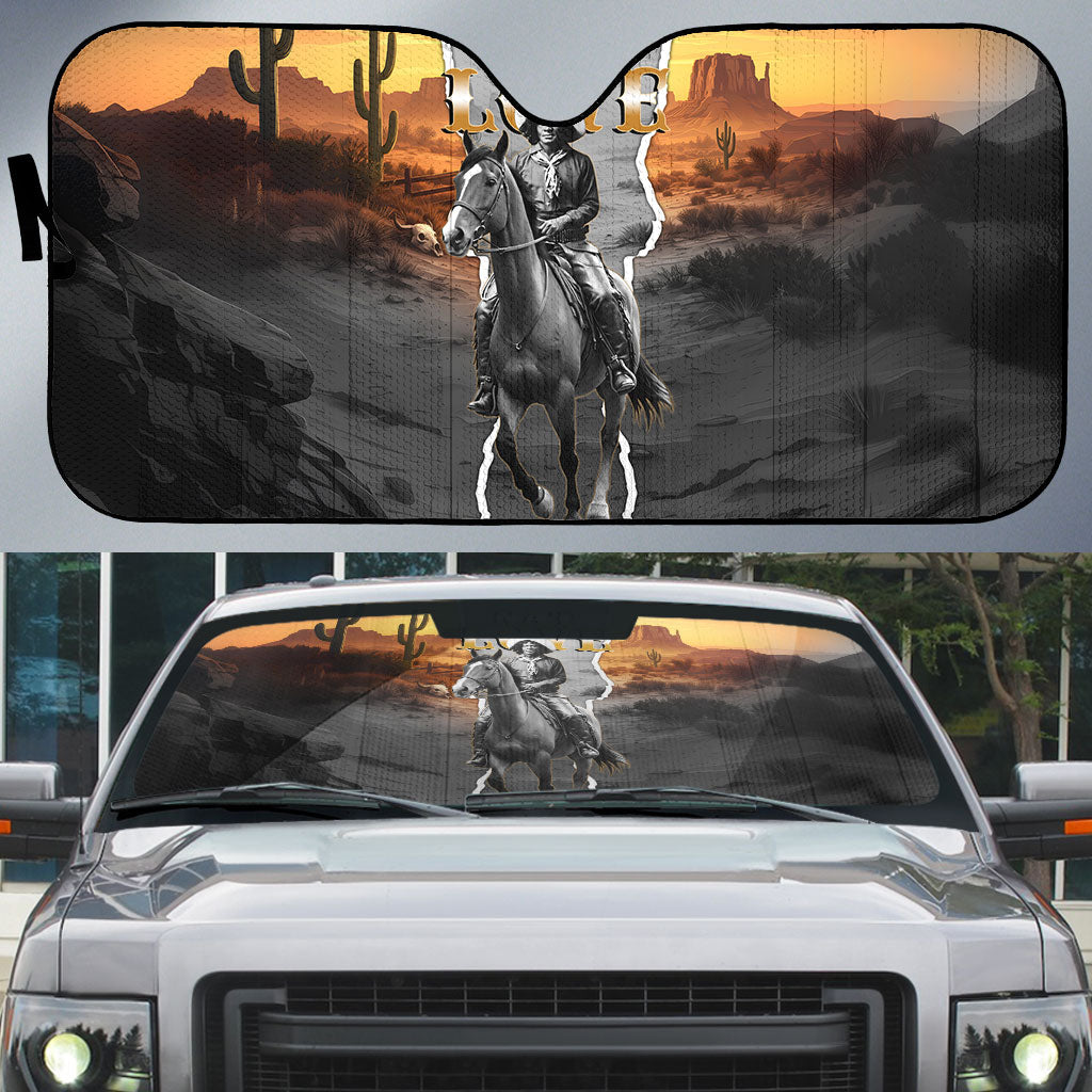 Nat Love Deadwood Dick Legendary Black Cowboy Auto Sun Shade Western Frontier Style With Native Southwest Pattern
