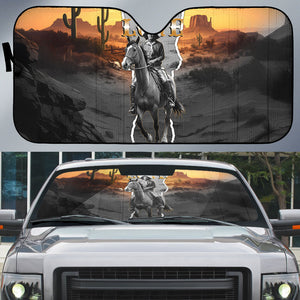 Nat Love Deadwood Dick Legendary Black Cowboy Auto Sun Shade Western Frontier Style With Native Southwest Pattern
