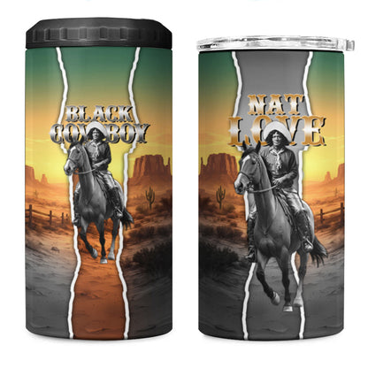 Nat Love Deadwood Dick Legendary Black Cowboy 4 in 1 Can Cooler Tumbler Western Frontier Style With Native Southwest Pattern