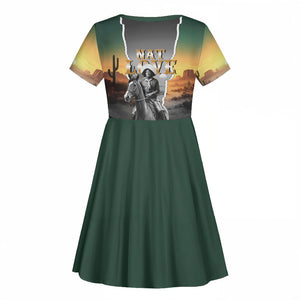 Nat Love Deadwood Dick Legendary Black Cowboy Kid Short Sleeve Dress Western Frontier Style With Native Southwest Pattern