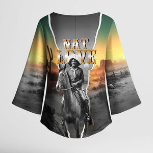 Nat Love Deadwood Dick Legendary Black Cowboy Kimono Sleeve Blouse Western Frontier Style With Native Southwest Pattern