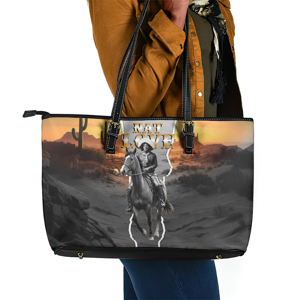 Nat Love Deadwood Dick Legendary Black Cowboy Leather Tote Bag Western Frontier Style With Native Southwest Pattern