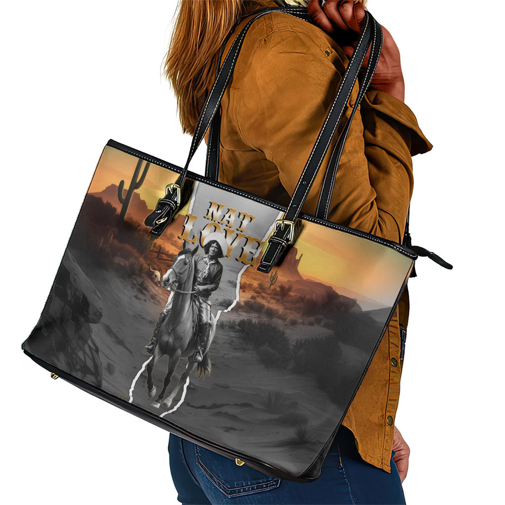 Nat Love Deadwood Dick Legendary Black Cowboy Leather Tote Bag Western Frontier Style With Native Southwest Pattern