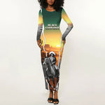 Nat Love Deadwood Dick Legendary Black Cowboy Long Sleeve Bodycon Dress Western Frontier Style With Native Southwest Pattern