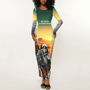 Nat Love Deadwood Dick Legendary Black Cowboy Long Sleeve Bodycon Dress Western Frontier Style With Native Southwest Pattern