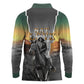 Nat Love Deadwood Dick Legendary Black Cowboy Long Sleeve Polo Shirt Western Frontier Style With Native Southwest Pattern