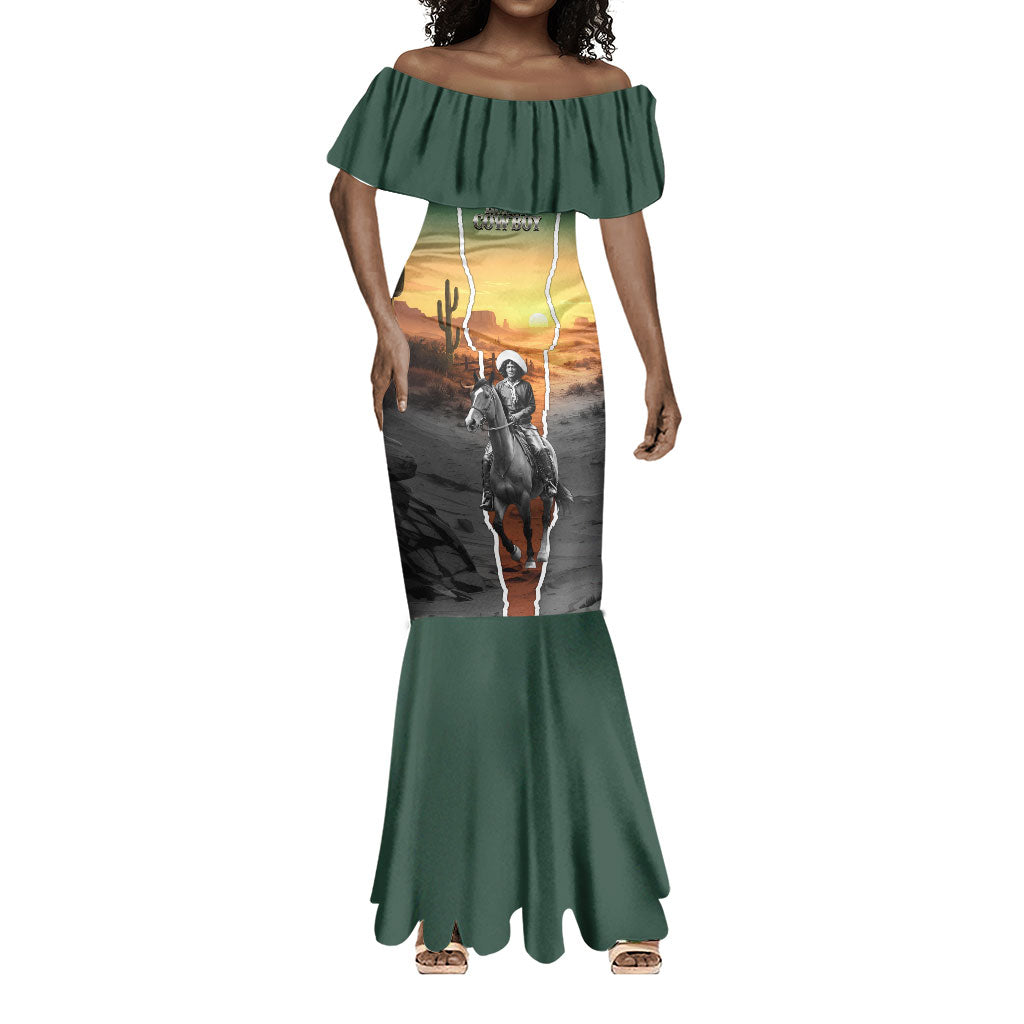 Nat Love Deadwood Dick Legendary Black Cowboy Mermaid Dress Western Frontier Style With Native Southwest Pattern