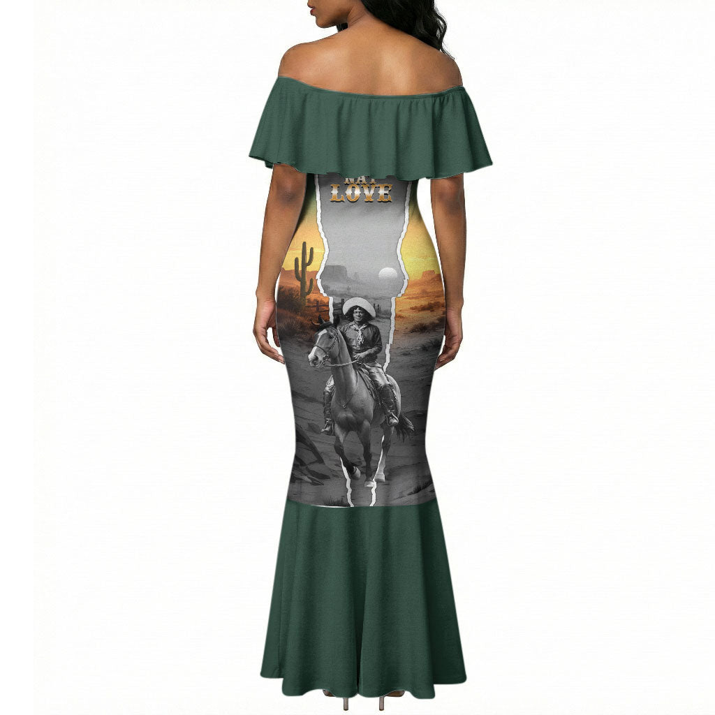 Nat Love Deadwood Dick Legendary Black Cowboy Mermaid Dress Western Frontier Style With Native Southwest Pattern