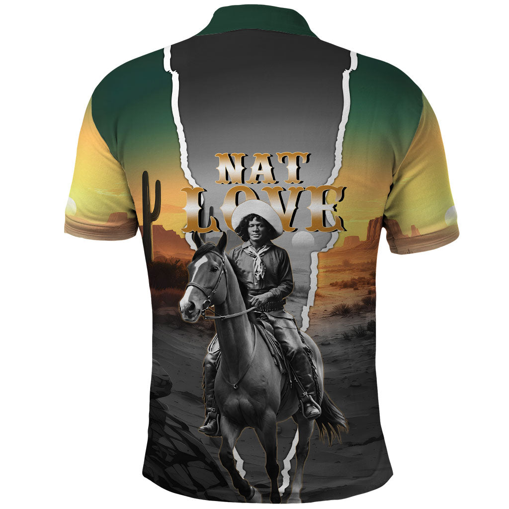 Nat Love Deadwood Dick Legendary Black Cowboy Polo Shirt Western Frontier Style With Native Southwest Pattern