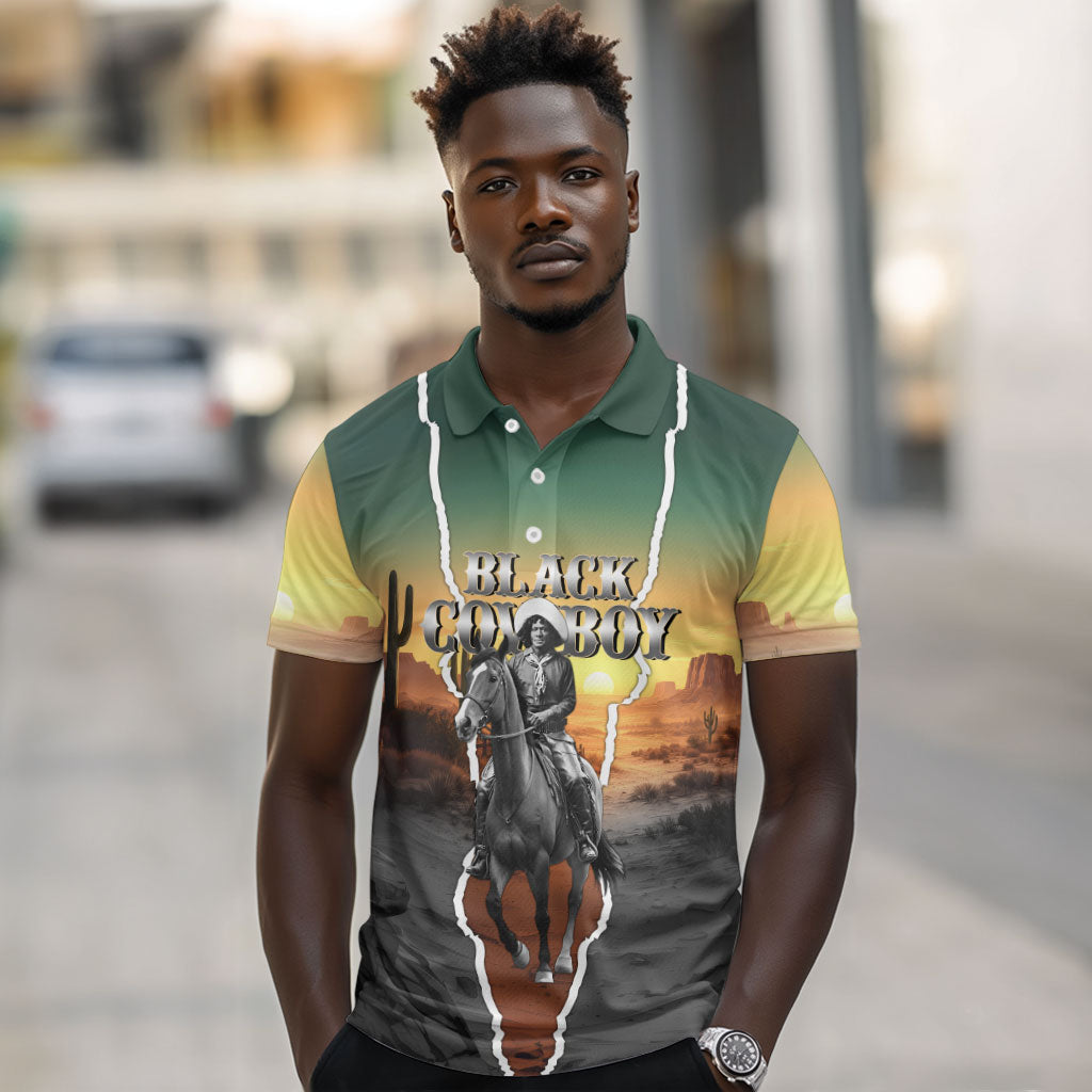 Nat Love Deadwood Dick Legendary Black Cowboy Polo Shirt Western Frontier Style With Native Southwest Pattern