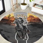 Nat Love Deadwood Dick Legendary Black Cowboy Round Carpet Western Frontier Style With Native Southwest Pattern