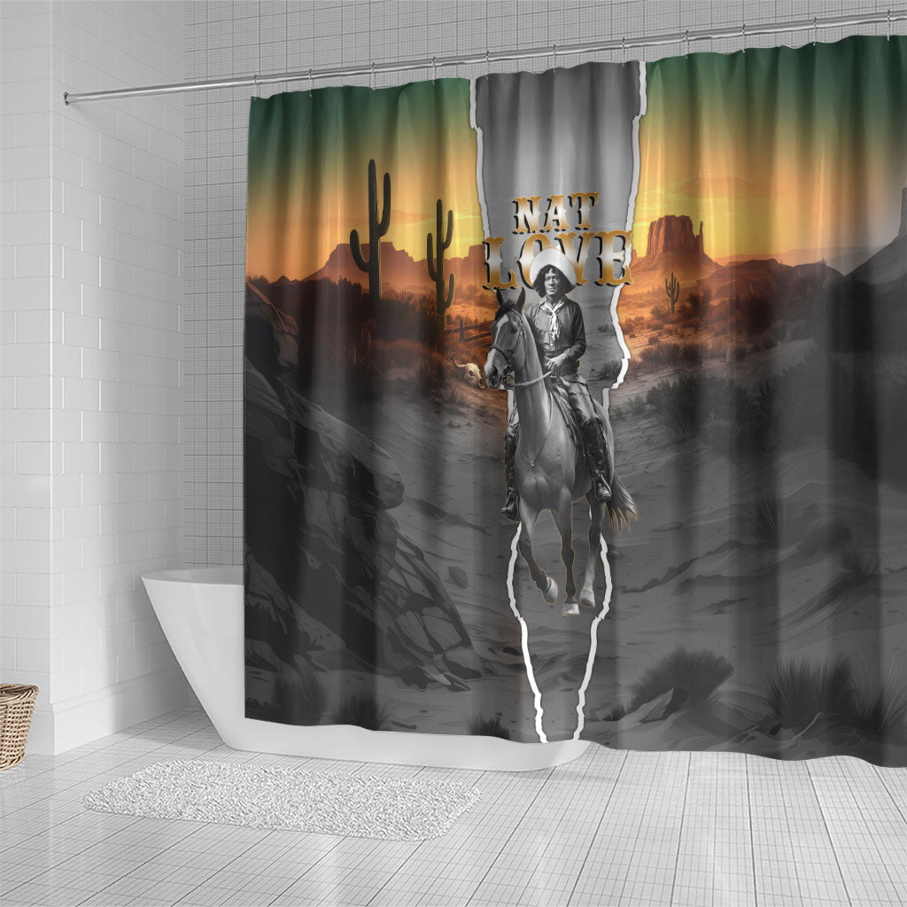 Nat Love Deadwood Dick Legendary Black Cowboy Shower Curtain Western Frontier Style With Native Southwest Pattern