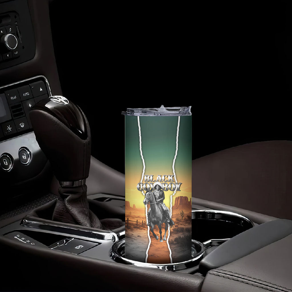 Nat Love Deadwood Dick Legendary Black Cowboy Skinny Tumbler Western Frontier Style With Native Southwest Pattern