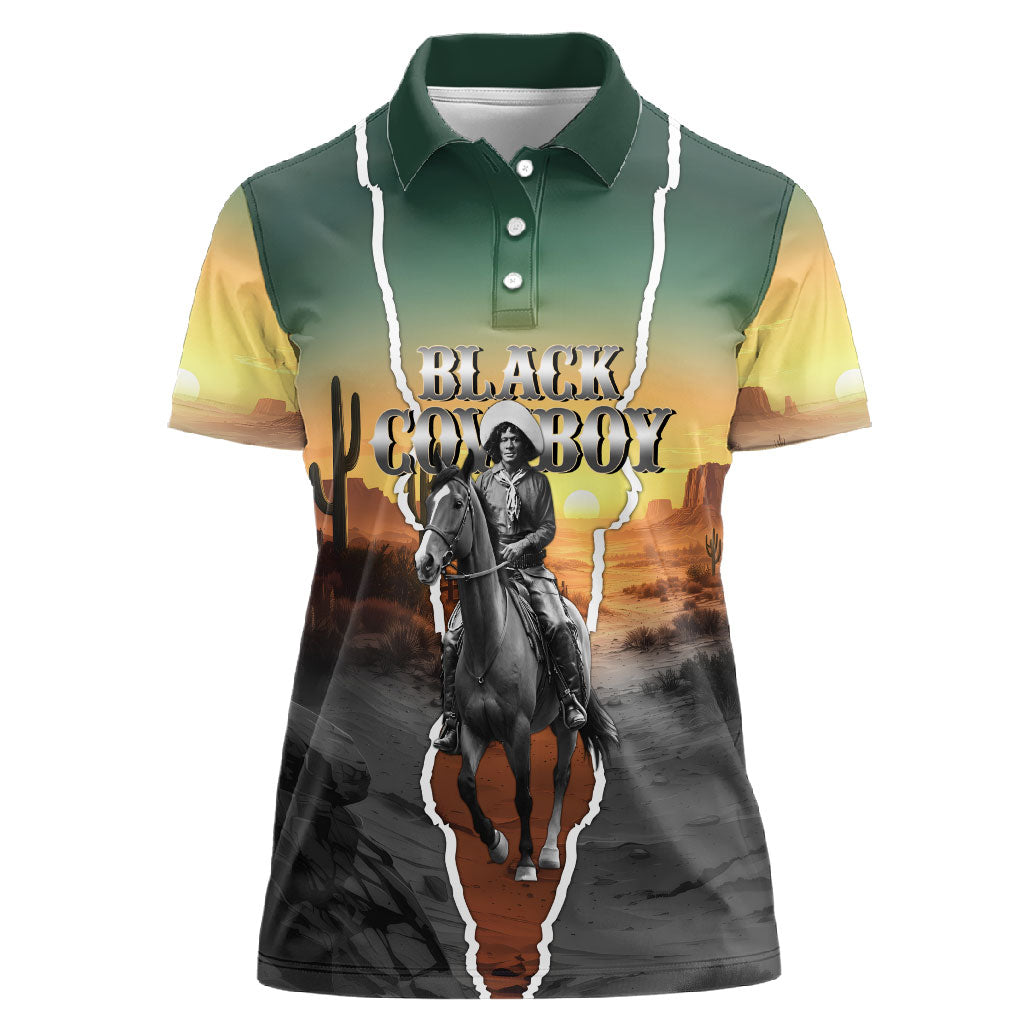 Nat Love Deadwood Dick Legendary Black Cowboy Women Polo Shirt Western Frontier Style With Native Southwest Pattern