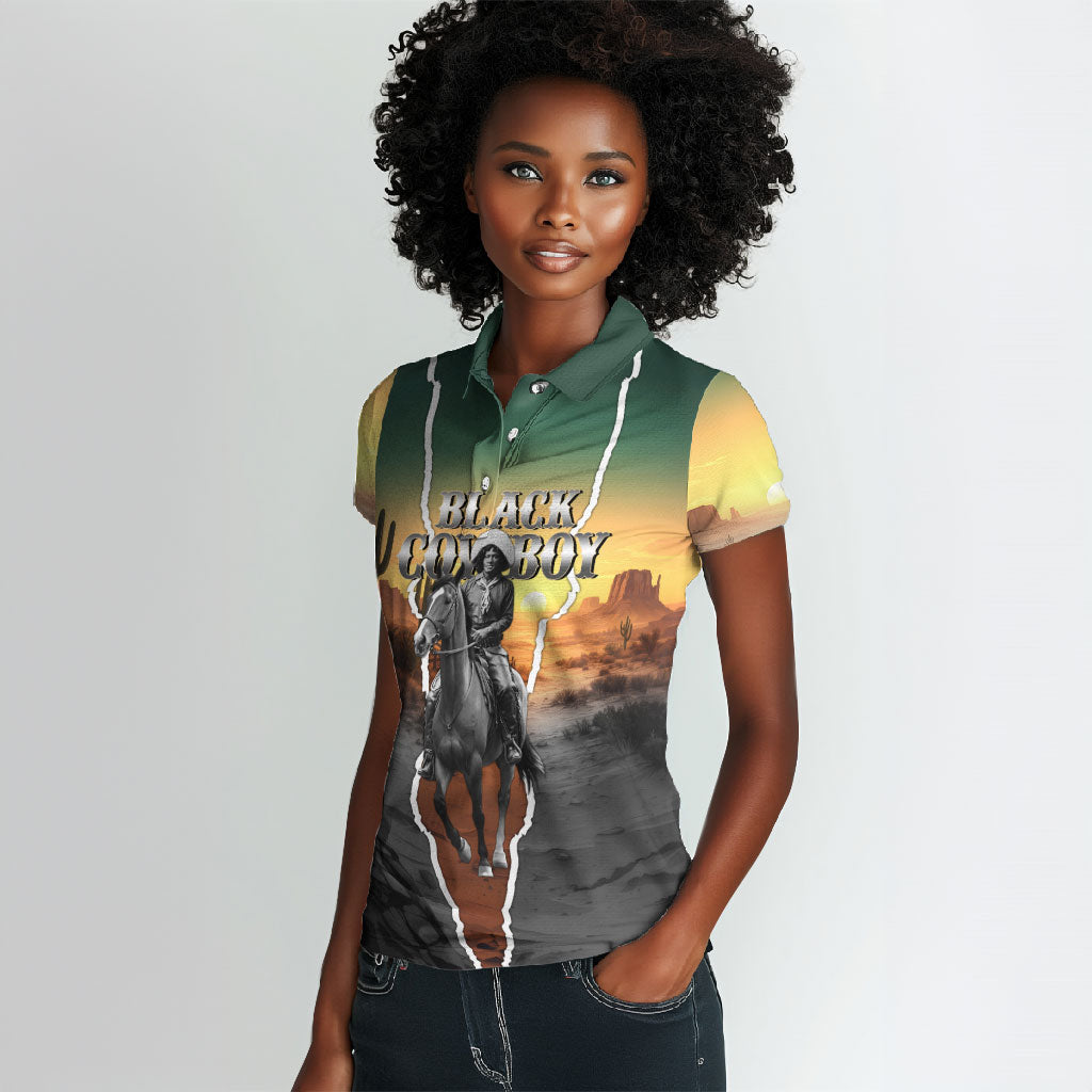 Nat Love Deadwood Dick Legendary Black Cowboy Women Polo Shirt Western Frontier Style With Native Southwest Pattern
