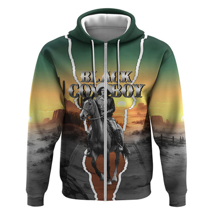 Nat Love Deadwood Dick Legendary Black Cowboy Zip Hoodie Western Frontier Style With Native Southwest Pattern