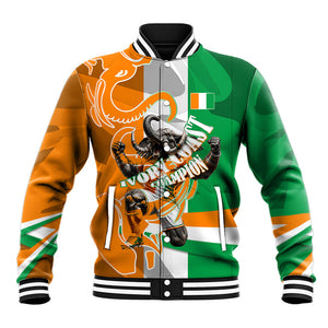 Personalized Ivory Coast Football Elephant Champion Baseball Jacket Cote d Ivoire Flag Colors Heritage
