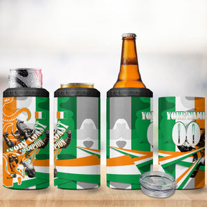 Personalized Ivory Coast Football Elephant Champion 4 in 1 Can Cooler Tumbler Cote d Ivoire Flag Colors Heritage