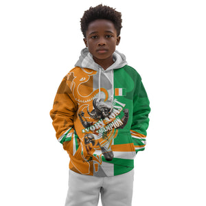 Personalized Ivory Coast Football Elephant Champion Kid Hoodie Cote d Ivoire Flag Colors Heritage