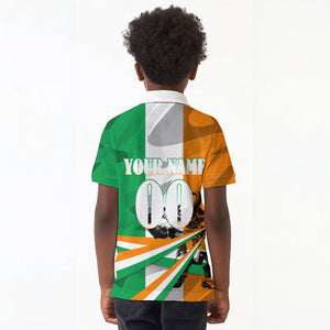 Personalized Ivory Coast Football Elephant Champion Kid Polo Shirt Cote d Ivoire Flag Colors Heritage