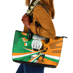 Personalized Ivory Coast Football Elephant Champion Leather Tote Bag Cote d Ivoire Flag Colors Heritage