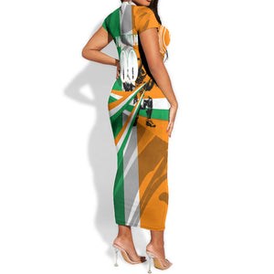Personalized Ivory Coast Football Elephant Champion Short Sleeve Bodycon Dress Cote d Ivoire Flag Colors Heritage
