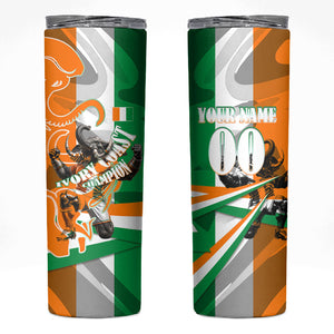 Personalized Ivory Coast Football Elephant Champion Skinny Tumbler Cote d Ivoire Flag Colors Heritage
