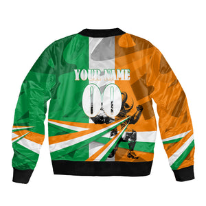 Personalized Ivory Coast Football Elephant Champion Sleeve Zip Bomber Jacket Cote d Ivoire Flag Colors Heritage