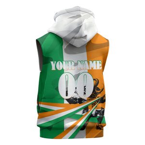 Personalized Ivory Coast Football Elephant Champion Sleeveless Zip Hoodie Cote d Ivoire Flag Colors Heritage