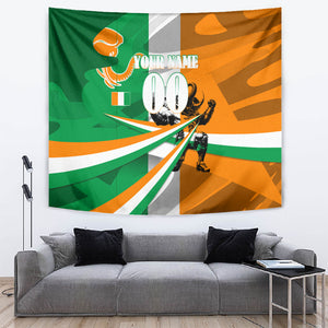 Personalized Ivory Coast Football Elephant Champion Tapestry Cote d Ivoire Flag Colors Heritage