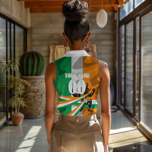 Personalized Ivory Coast Football Elephant Champion Women Sleeveless Polo Shirt Cote d Ivoire Flag Colors Heritage