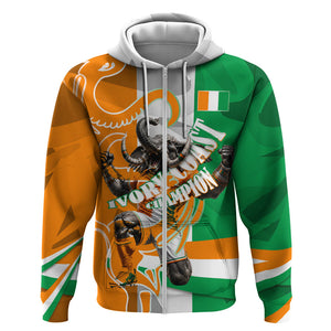 Personalized Ivory Coast Football Elephant Champion Zip Hoodie Cote d Ivoire Flag Colors Heritage