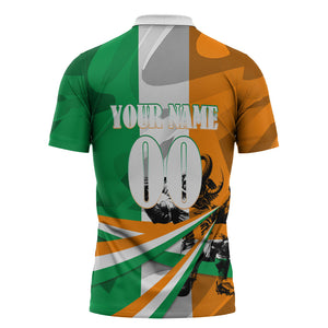 Personalized Ivory Coast Football Elephant Champion Zipper Polo Shirt Cote d Ivoire Flag Colors Heritage