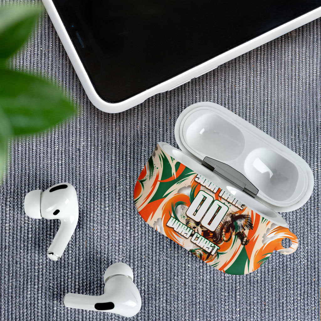 Personalized Ivory Coast Football AirPods Case Les Elephants Swirl Pattern Heritage Mascot Art