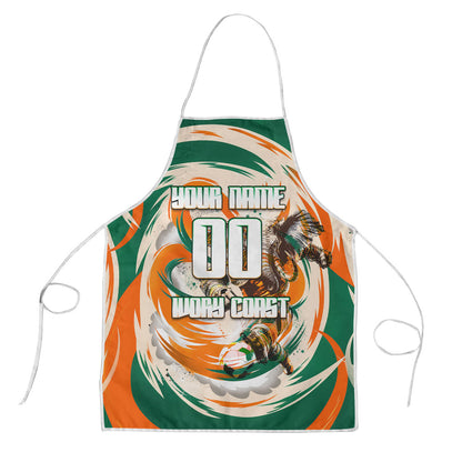Personalized Ivory Coast Football Apron Les Elephants Swirl Pattern Heritage Mascot Art
