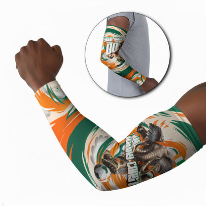 Personalized Ivory Coast Football Arm Sleeves Les Elephants Swirl Pattern Heritage Mascot Art