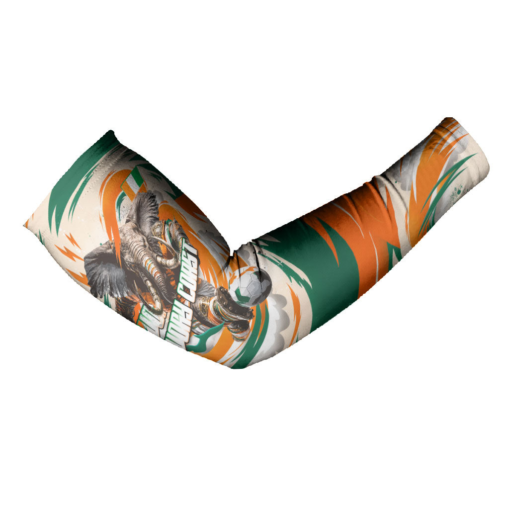 Personalized Ivory Coast Football Arm Sleeves Les Elephants Swirl Pattern Heritage Mascot Art