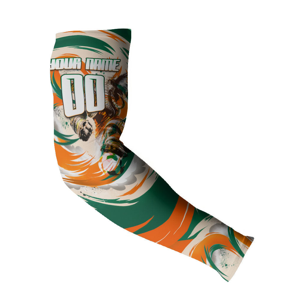 Personalized Ivory Coast Football Arm Sleeves Les Elephants Swirl Pattern Heritage Mascot Art